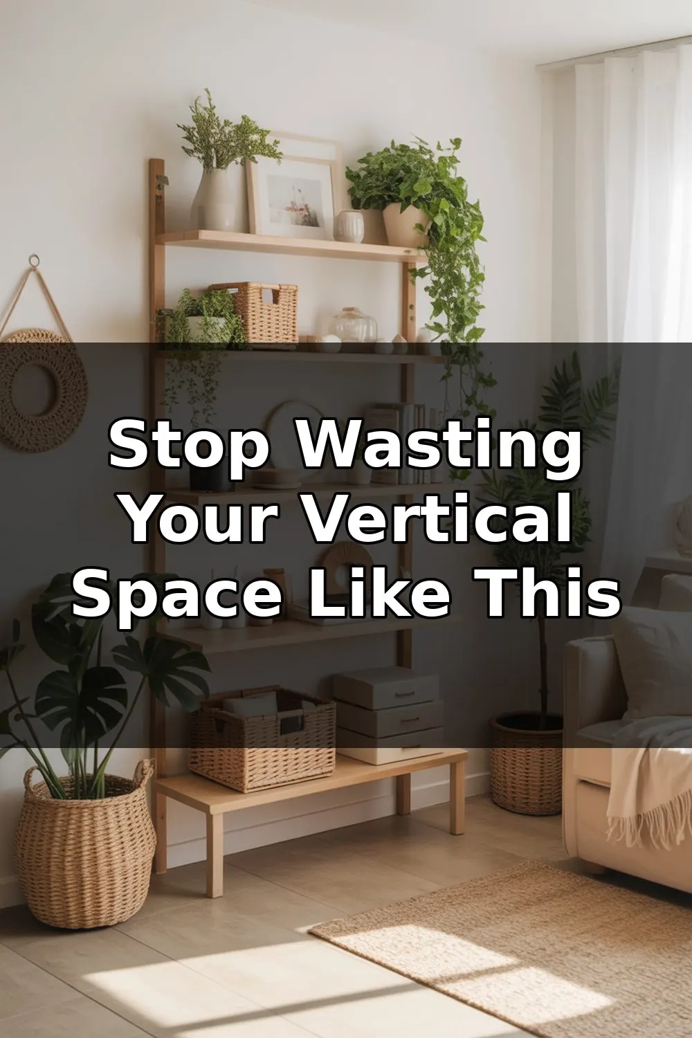 A compact bedroom with wasted wall space above furniture, showing missed opportunities for vertical storage solutions in a small room layout.